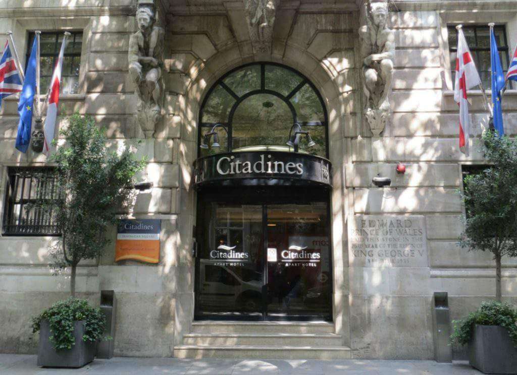 Front door of Citadines Trafalgar Square hotel.