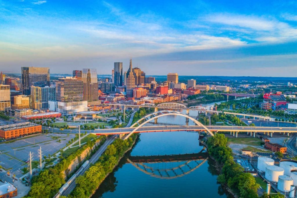Nashville aerial river view