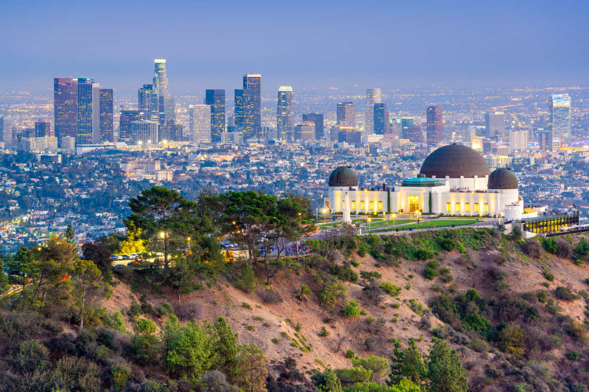 Griffith Park Observatory view over Los Angeles