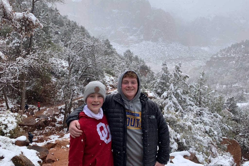 Hiking in Zion National park with kids