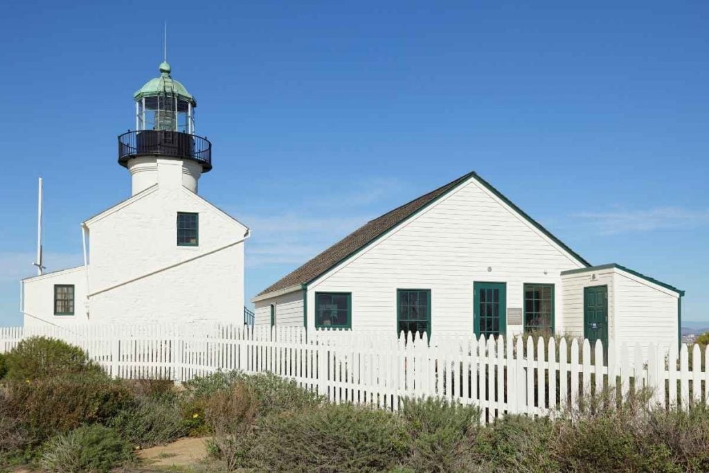 Old Point Loma Lighthouse San Diego with teens