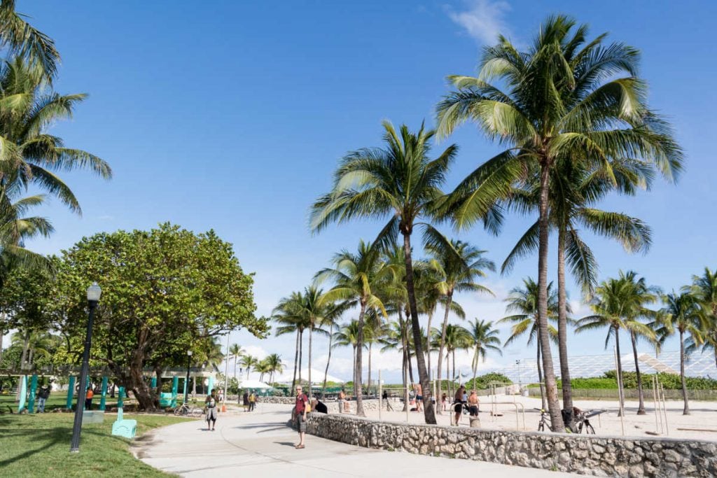 South beach boardwalk Miami with teens