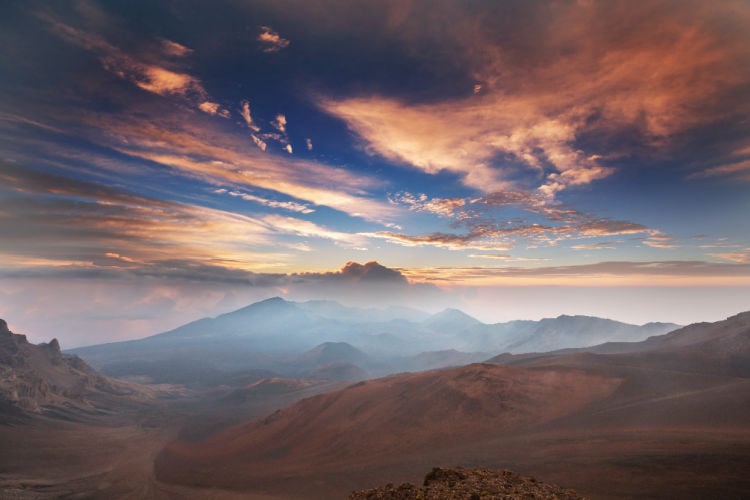 Sunrise at Haleakala Crater in Maui.