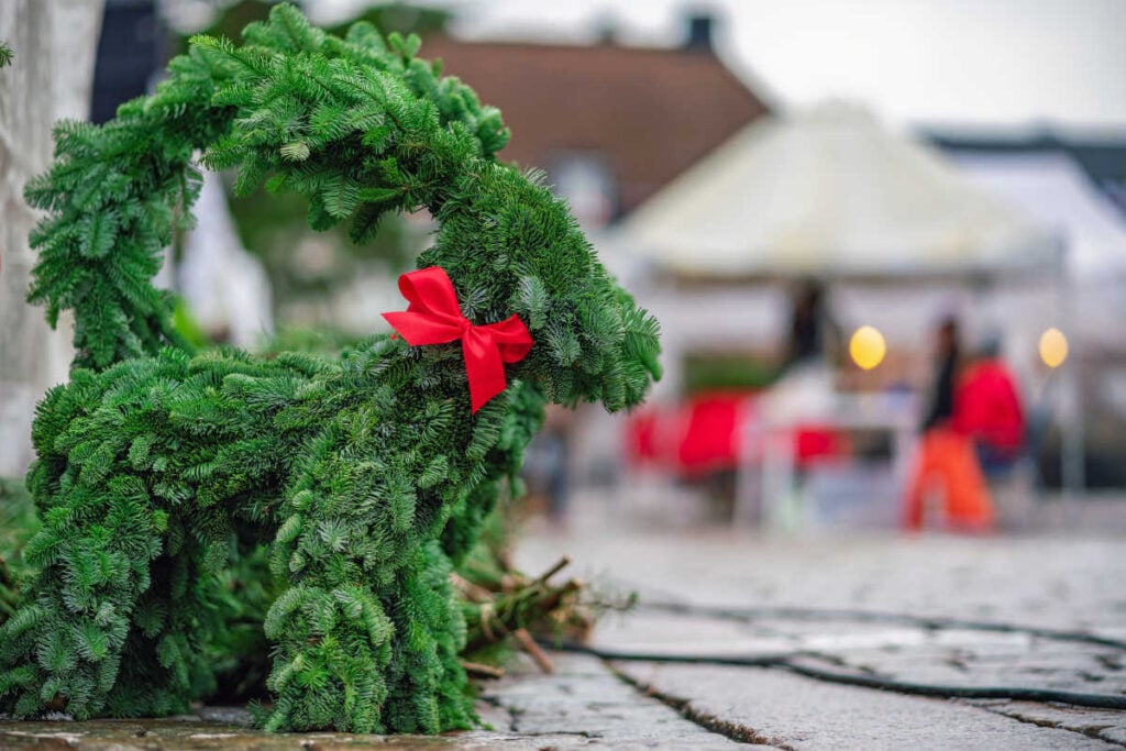 Swedish traditional Christmas decoration on the street market