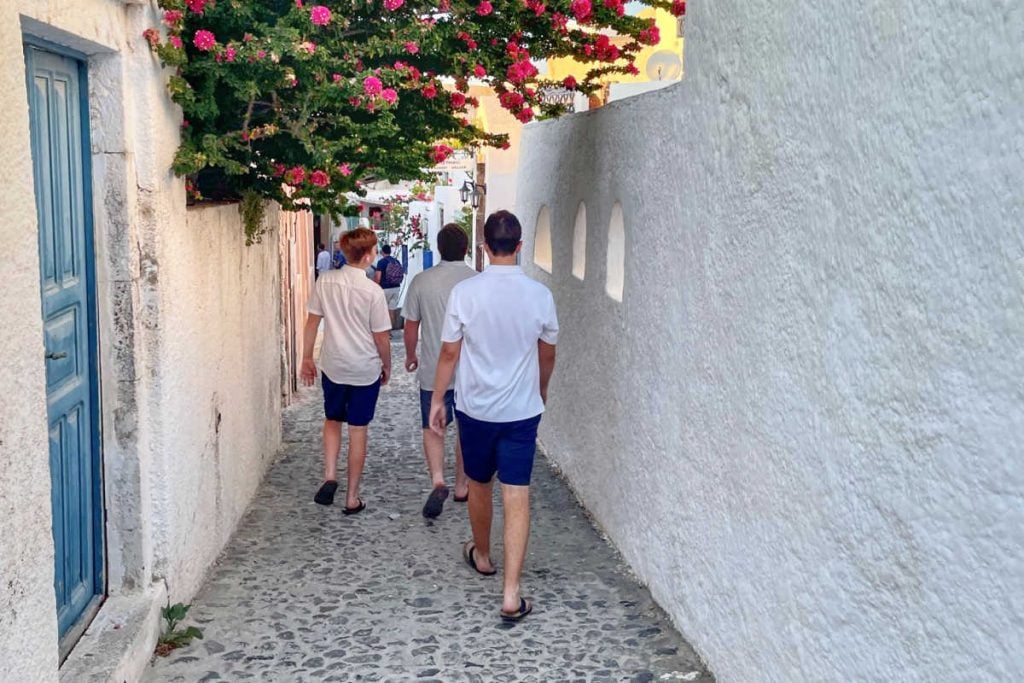 Teens walking Greece
