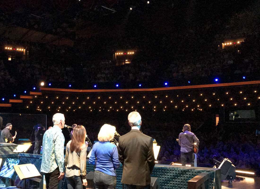 Backstage view of performers at the Grand Ole Opry.