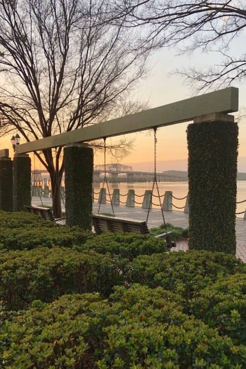 Waterfront Park in Beaufort SC has great views and fun swings. 