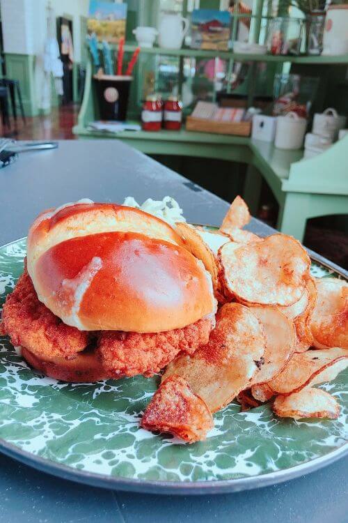 Beaufort tips: eat at Lowcountry Produce for Southern dishes like this Crispy Chicken sandwich. 