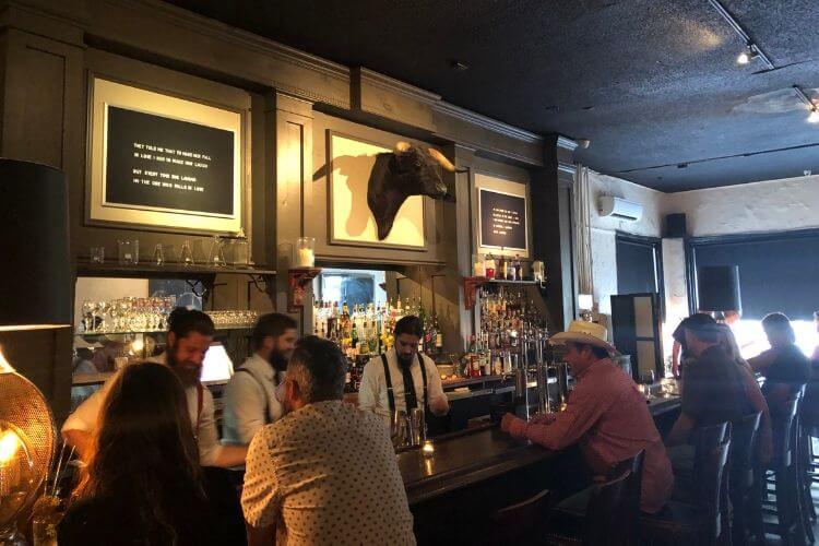 The Old Bull Tavern in Beaufort serves up puns on the wall alongside a stuffed bull. 