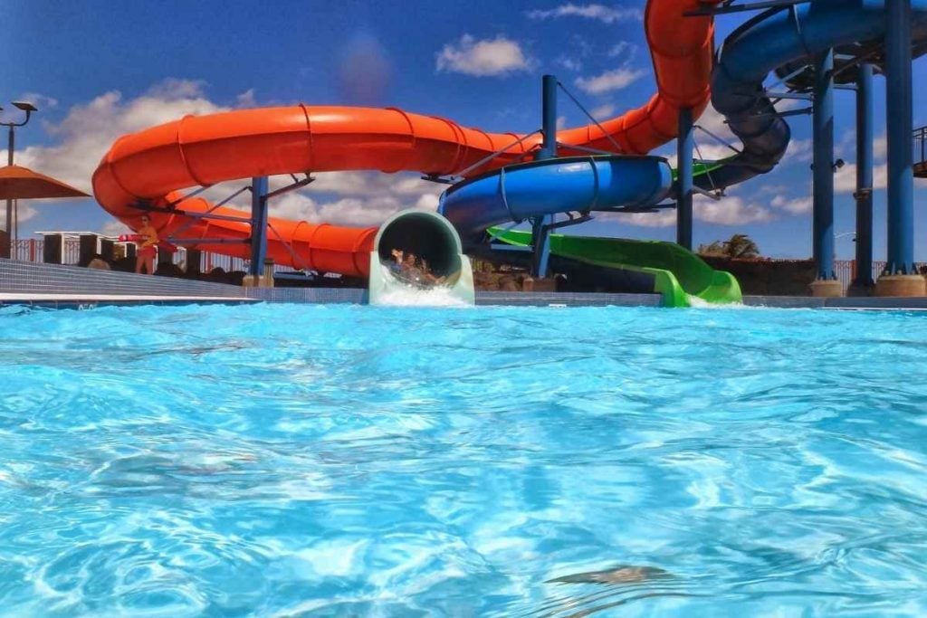 Waterpark water slides